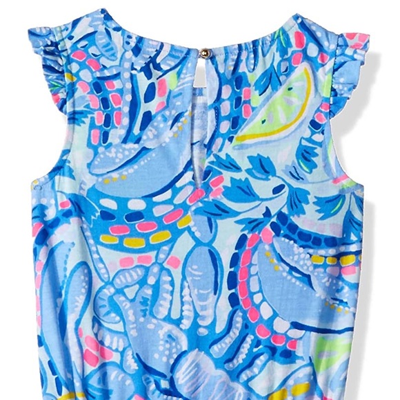 Lilly Pulitzer Girls' Azel Ruffle Romper Blue - Picture 5 of 5